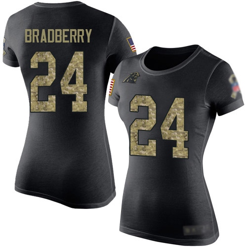 Carolina Panthers Black Camo Women James Bradberry Salute to Service NFL Football #24 T Shirt->women nfl jersey->Women Jersey
